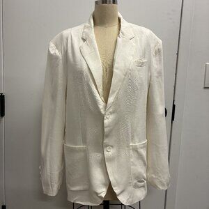 White Linen Blazer Jacket Lightweight Relaxed Fit